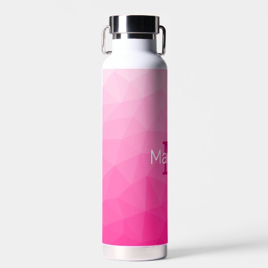 Monogram van het hete roze gradiënt van het Geomet Waterfles (Voorkant)