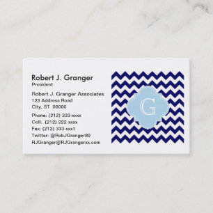 Monogram van het marinehok Chevron Lt Blue Quatref Visitekaartje
