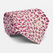 Monogram van het moderne chic roze cheetah-printpa stropdas (Opgerold)