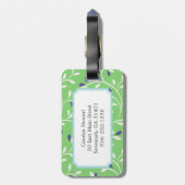 Monogram van het moderne groene krullingspatroon bagagelabel (Achterkant verticaal)