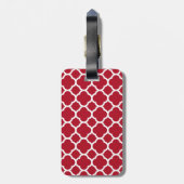 Monogram van het Red Lattice Pattern Navy Bagagelabel (Achterkant verticaal)