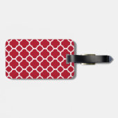 Monogram van het Red Lattice Pattern Navy Bagagelabel (Achterkant horizontaal)