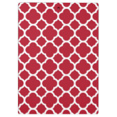 Monogram van het Red Lattice Pattern Navy Klembord (Achterkant)