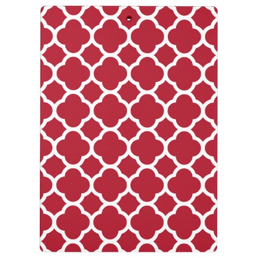 Monogram van het Red Lattice Pattern Navy Klembord (Achterkant)