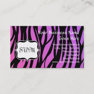 Monogram van het type Hot Paars/Roze Zebra Stripes Visitekaartje