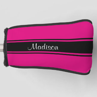 Monogram van het type Hot Pink Black Stripes Name Golfheadcover