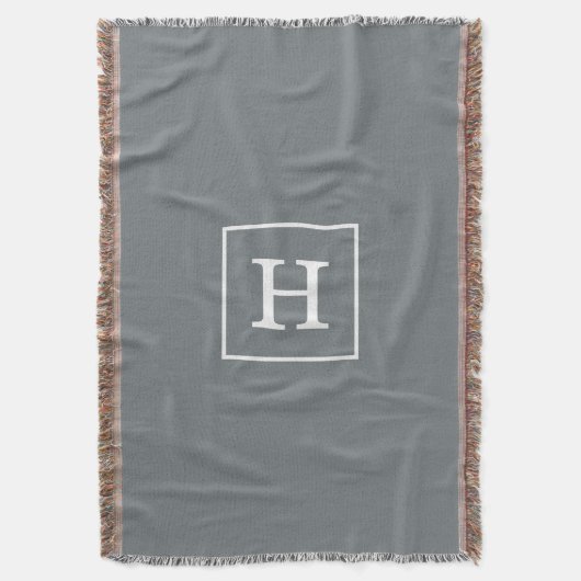 Monogram van het witte Initiaal van de Kool Gray Deken (Voorkant Verticaal)