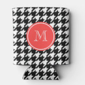 Monogram van het zwart-wit-koraal blikjeskoeler (Achterkant)