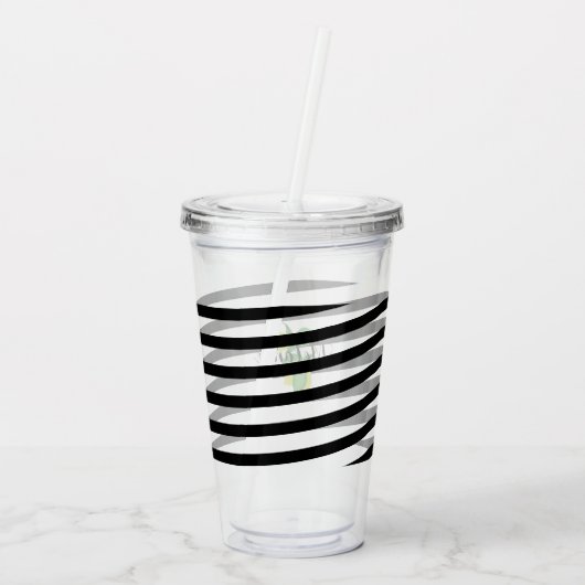 Monogram van Limoncillo Ribbon Stripes van Lemon L Acryl Drinkbeker (Achterkant)