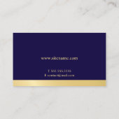 Monogram van Navy Blue en Gold Elegant Visitekaartje (Achterkant)