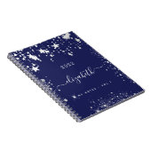 Monogram van Navy Blue White stars Notitieboek (Rechterzijde)