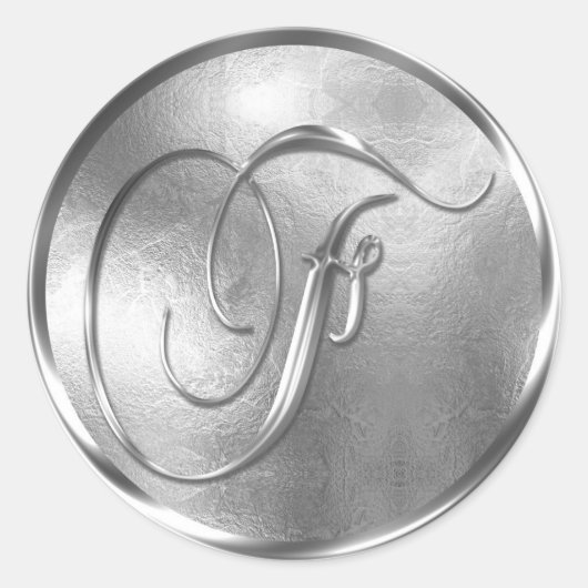 Monogram van NONMETALLIC Silver Envelope Seal Ronde Sticker (Voorkant)