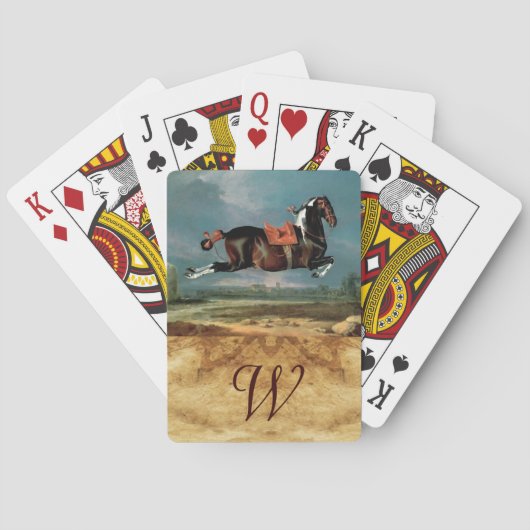 Monogram van Piebald Horse Ceheld Rearing Parcment Pokerkaarten (Achterkant)