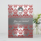 MONOGRAM VAN RODE EN WITTE DAMASKGEM KAART (Staand voorkant)