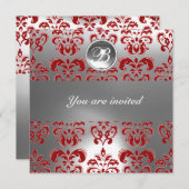 MONOGRAM VAN RODE EN WITTE DAMASKGEM KAART (Voorkant / Achterkant)