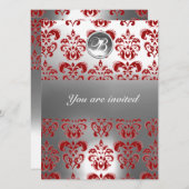 MONOGRAM VAN RODE EN WITTE DAMASKGEM KAART (Voorkant / Achterkant)