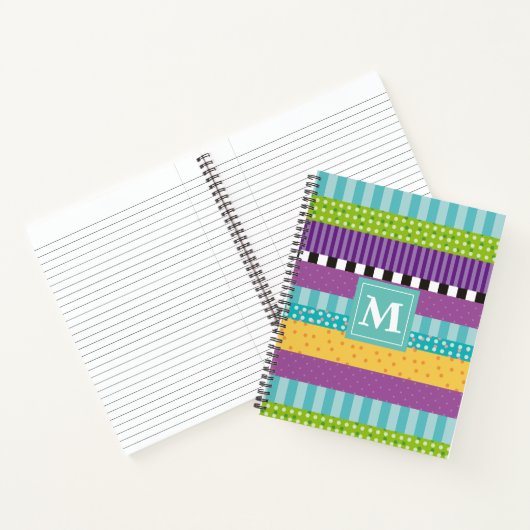 Monogram van strepen en Stippen Notitieboek (Binnen)