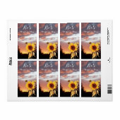 MONOGRAM VAN SUNFLOWER EN SUMMER SUNSET WEDING ETIKET (Full Sheet)