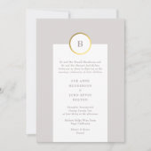 Monogram van Taupe en Gold Foil Circle Weddenschap Kaart (Voorkant)