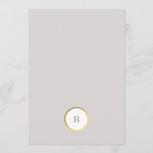 Monogram van Taupe en Gold Foil Circle Weddenschap Menu (Achterkant)