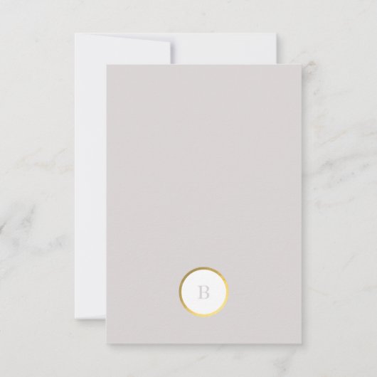 Monogram van Taupe en Gold Foil Circle Weddenschap RSVP Kaartje (Achterkant)