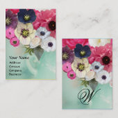 MONOGRAM VAN WITTE PINKROOIEN EN VAN ANEMONSENSTRO VISITEKAARTJE (Voorkant / Achterkant)