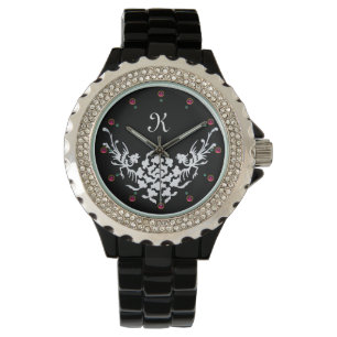 MONOGRAM VAN ZWARTE WITTE GRIFFINEN EN STROMEN HORLOGE