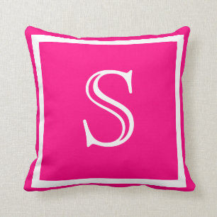 MONOGRAM Vast gekleurde Hot Pink Fuschia Kussen