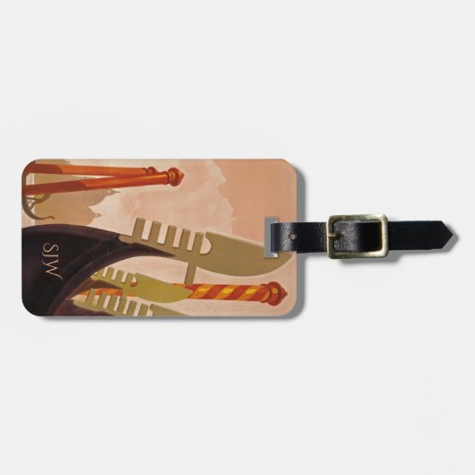 monogram Venice Travel Poster Bagagelabel (Voorkant horizontaal)
