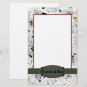 Monogram verf Splatter Briefpapier (Voorkant / Achterkant)