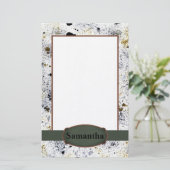 Monogram verf Splatter Briefpapier (Staand voorkant)