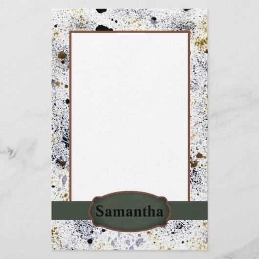 Monogram verf Splatter Briefpapier (Voorkant)