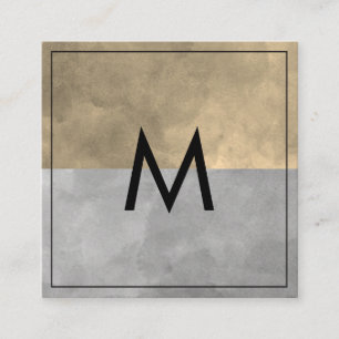 Monogram Verfijnd Sepia Grijs Kleurenblokken Vierkante Visitekaartje