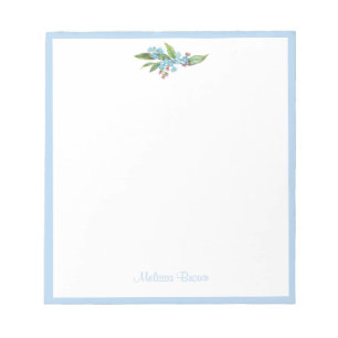 Monogram vergeet-me-niet Wreater Blue Flowers Whit Notitieblok
