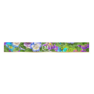 Monogram Verjaardag Drieklank Violet Bloemen Water Lint