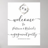 Monogram Verlovingsfeest Welkom Bord Poster (Voorkant)