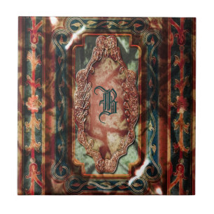 Monogram verouderd monogram marmer  agate tegeltje