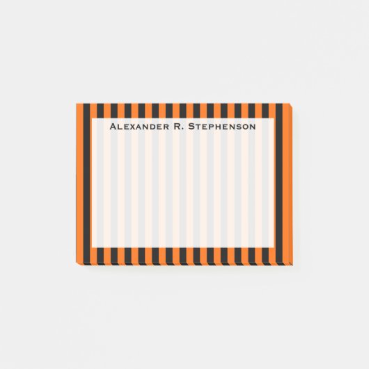 Monogram Verticaal Halloween Sinaasappel / Zwarte  Post-it® Notes (Voorkant)