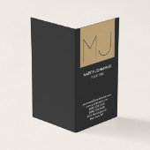Monogram Verticaal legant grijs beige Visitekaartj Visitekaartjes (Buitenkant)