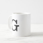 Monogram Vet Eenvoudig Plain zwart-wit Koffiemok (Voorkant links)