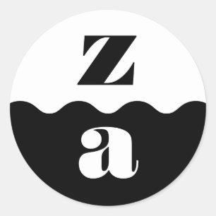 Monogram Vet Geschulpte Rand Zwart Wit Bruiloft Ronde Sticker