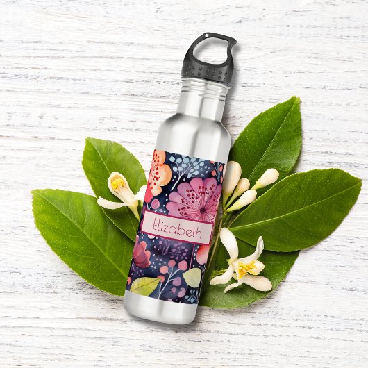 Monogram Vet Helder Bloemen Waterverf Botanisch Waterfles