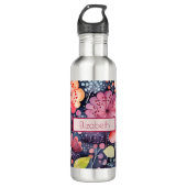 Monogram Vet Helder Bloemen Waterverf Botanisch Waterfles (Voorkant)
