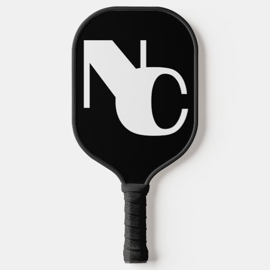 Monogram Vet Overlappende Initialen Zwart-wit Pickleball Paddle (Voorkant)