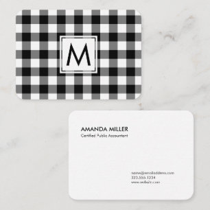 Monogram Vet Zwart Wit Buffel Plaid Patroon Visitekaartje