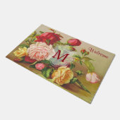 Monogram  Victoriaans Rozen Bouquet Flowers Deurmat (Schuin)