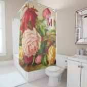 Monogram  Victoriaans Rozen Bouquet Flowers Douchegordijn (In situ)