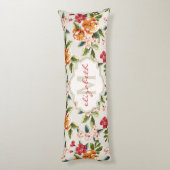Monogram  Victoriaans Waterverf Floral Lichaamskussen (Achterkant (Verticaal))