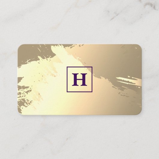 Monogram | Vierkant | Goud Geborsteld Visitekaartje (Voorkant)