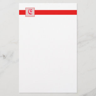 Monogram vierkant (rood) briefpapier